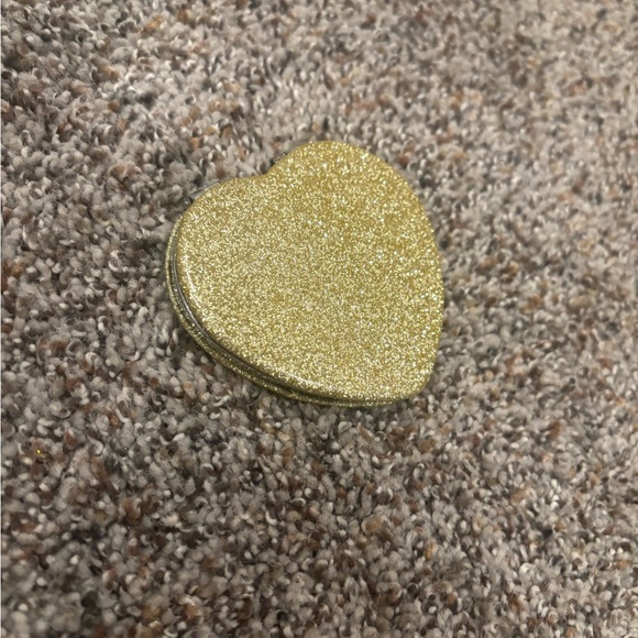 Heart-Shaped Gold sparkly glitter silver trim Compact Mirror - Picture 2 of 2